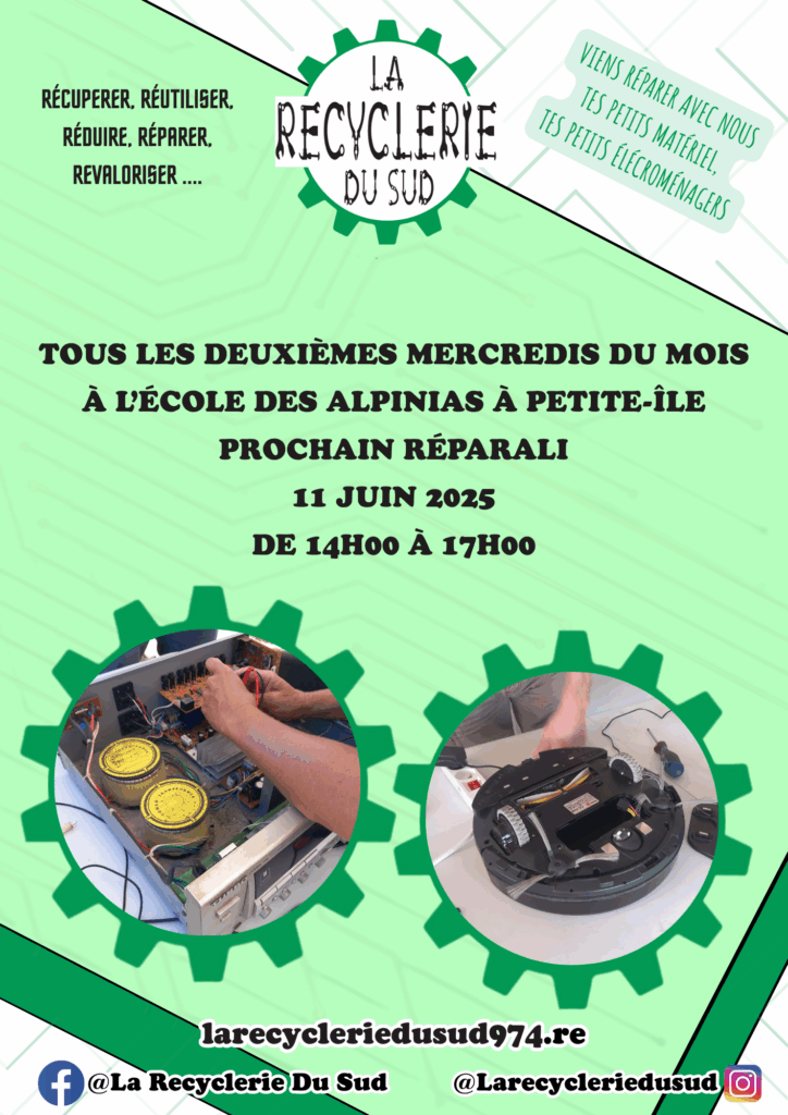 Flyer du prochain réparali à la Petit-île le 11 Juin 2025