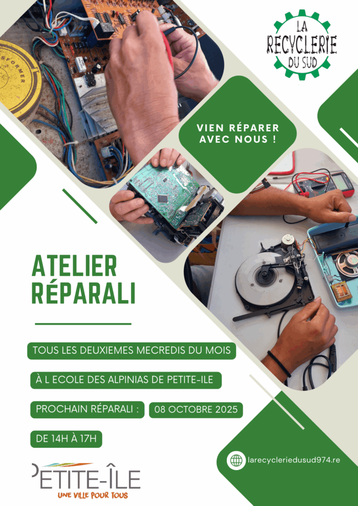 Flyer du prochain réparali à la Petit-île le 08 Octobre 2025