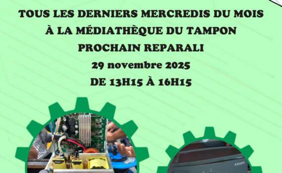 Flyer du prochain réparali à la médiathèque du Tampon le 29 neptembre 2025